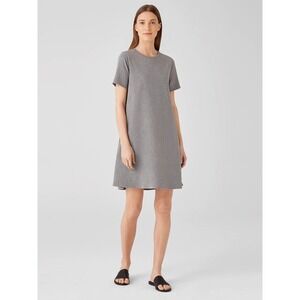 Eileen Fisher Grey Organic Cotton Spandex T Shirt Dress XS TP